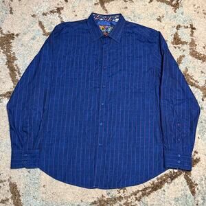 Robert Graham Pineapple Flip Cuff Windowpane Shirt Size 2XL Blue/Purple